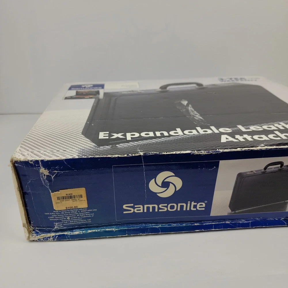 Samsonite Expandable Leather Attache Case Black Briefcase 910295 Combo Lock